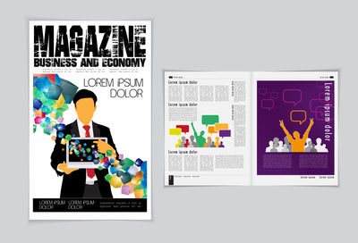 世界介绍杂志布局矢量